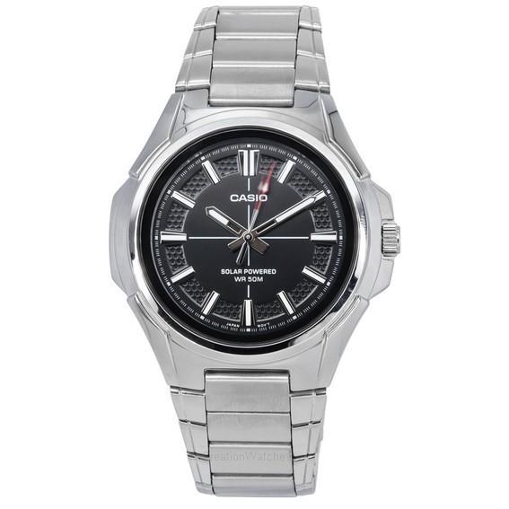 Refurbished Casio Standard Analog Stainless Steel Black Dial Solar Powered MTP-RS100D-1A Men s Watch