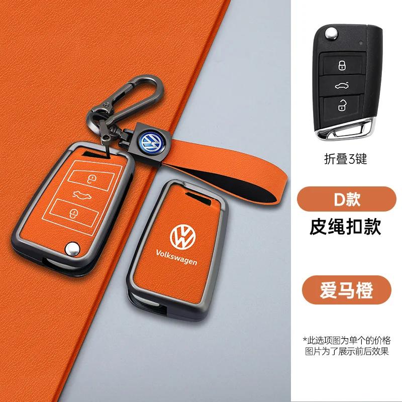 Valve Stems Caps For VOLKSWAGEN VW New Zinc Alloy Leather Car Remote Key Case Cover Protector Holder Shell For VW Volkswagen Gol GB31