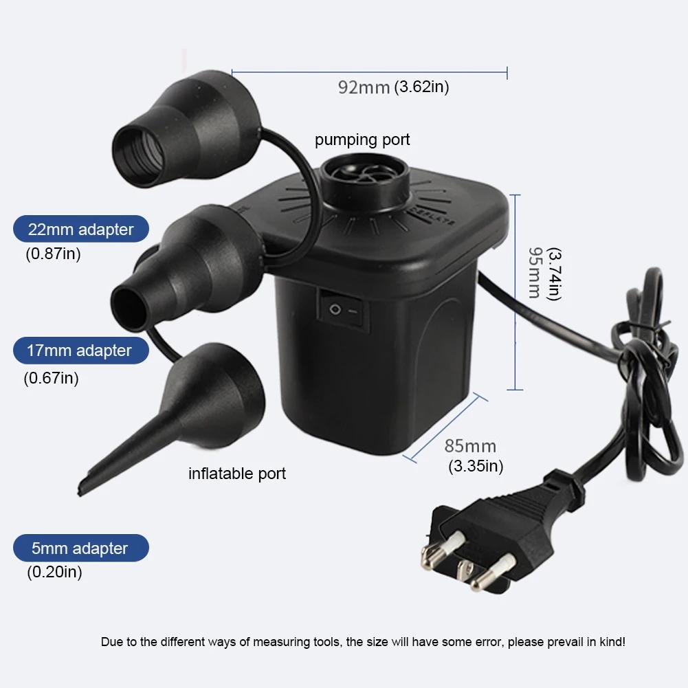 

Новый электрический воздушный насос с 3 насадками Портативные надувные насосы для подушек Быстрое наполнение Надувные изделия Воздушный матрас Диван Плавательный круг