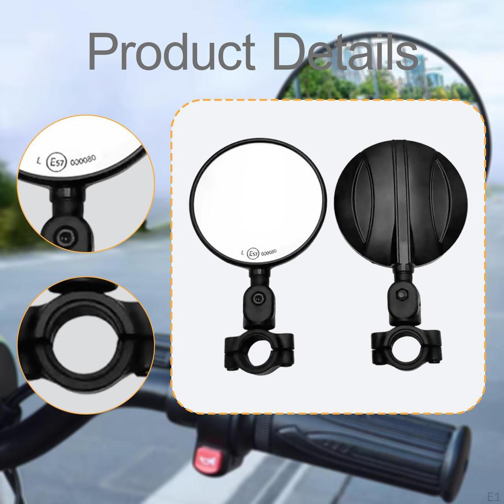 2 Pieces Bike Handlebar Mirror Handlebars Mounted Sturdy Ajustable Rear View Mirrors Rearview