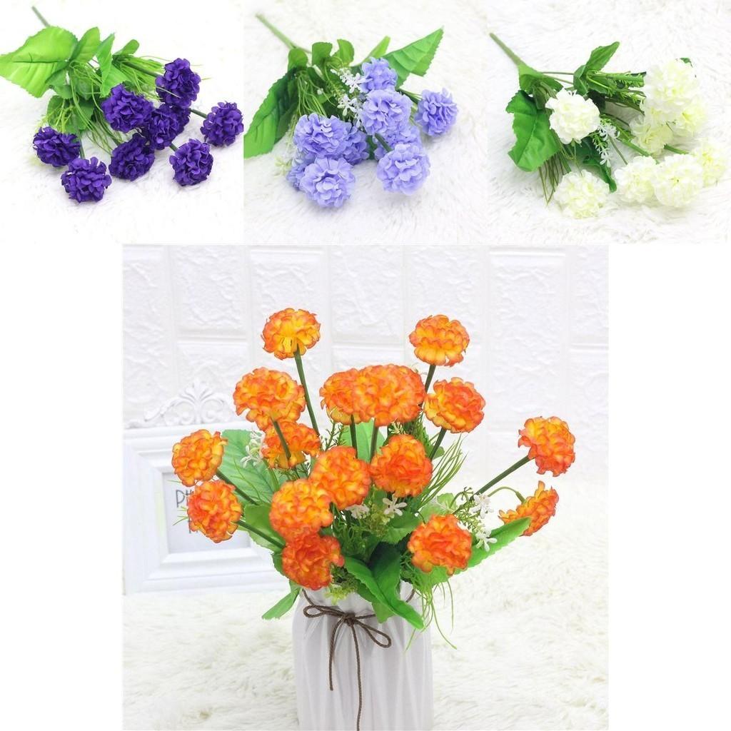 Elegant 9 Heads Artificial Carnation Silk Flowers Bouquet For Home And Wedding Decor