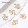 18K Gold Plated Micro Pave Cubic Zirconia Flower Connector Charms 2 Holes Crystal Flower Jewelry Link For Handmade Accessories