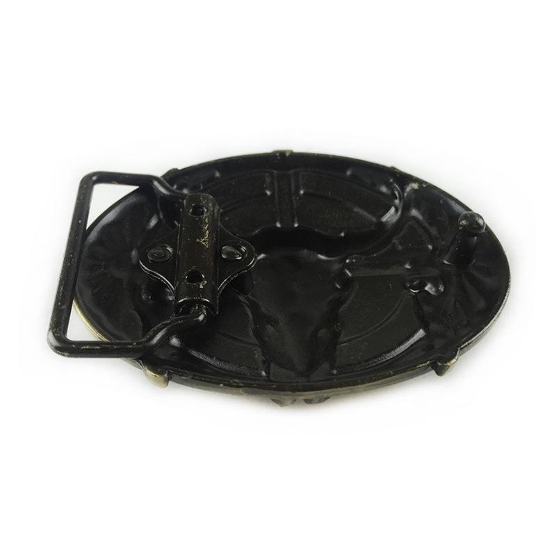 Oval Tribal Bull Skull Belt Buckle - Warrior Design, 3.8cm Personalized Smooth Buckle