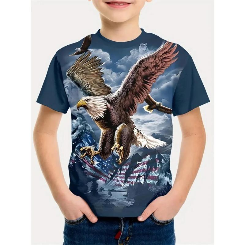 

Детская одежда Лето Одежда для мальчиков Мода Футболка для мальчиков с круглым вырезом Зверь Детский топ Животное Лев Детские футболки с графикой 160