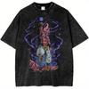 Anime Dragon Ball Gym T Shirt Men Vintage Wash Cotton Graphic Print Women Casual Short Sleeve Tee 2025 Summer Tops Streetwear