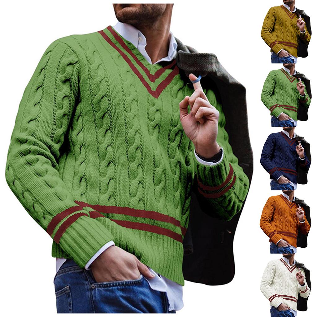 Men's   Big Size  Knitting  Long Sleeves  Twisted Flower  Pullover  Sweater