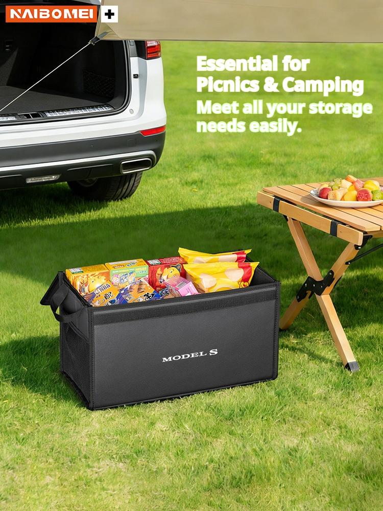 Car Trunk Foldable Storage Box Multi-Purpose Storage Organizer Bag Large-Capacity Stowing Tidying Bag For Tesla Model S