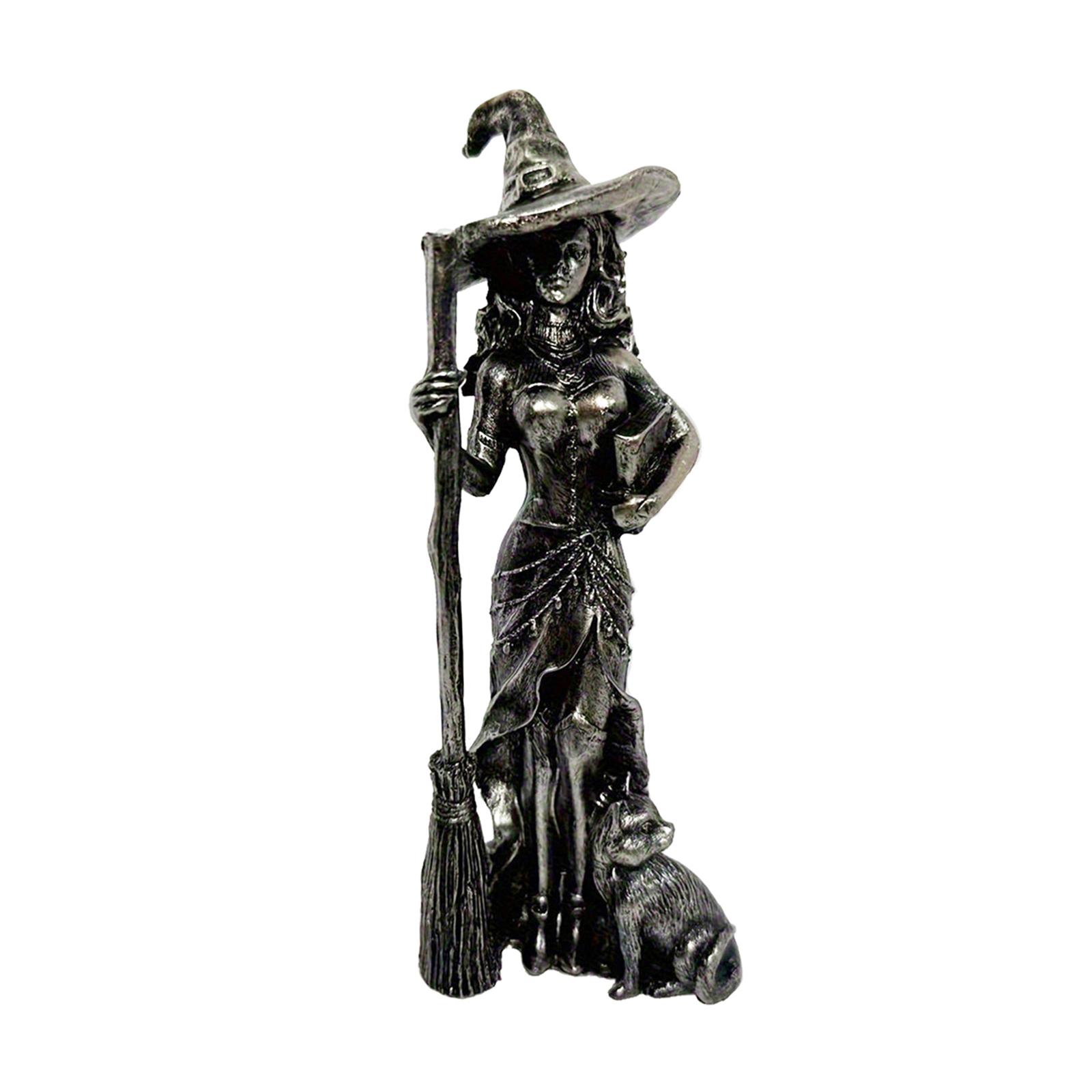 

Witch Statue Halloween Figurine Desktop Sculpture Tabletop Ornament