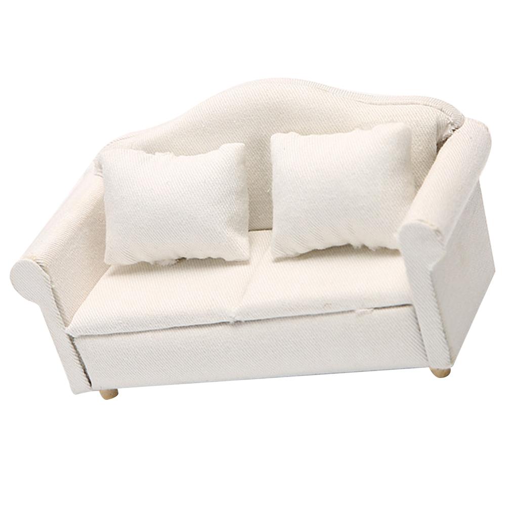 Sofa White Fabric Couch Mini Miniature Model Micro Scene Dollhouse Armchair белый