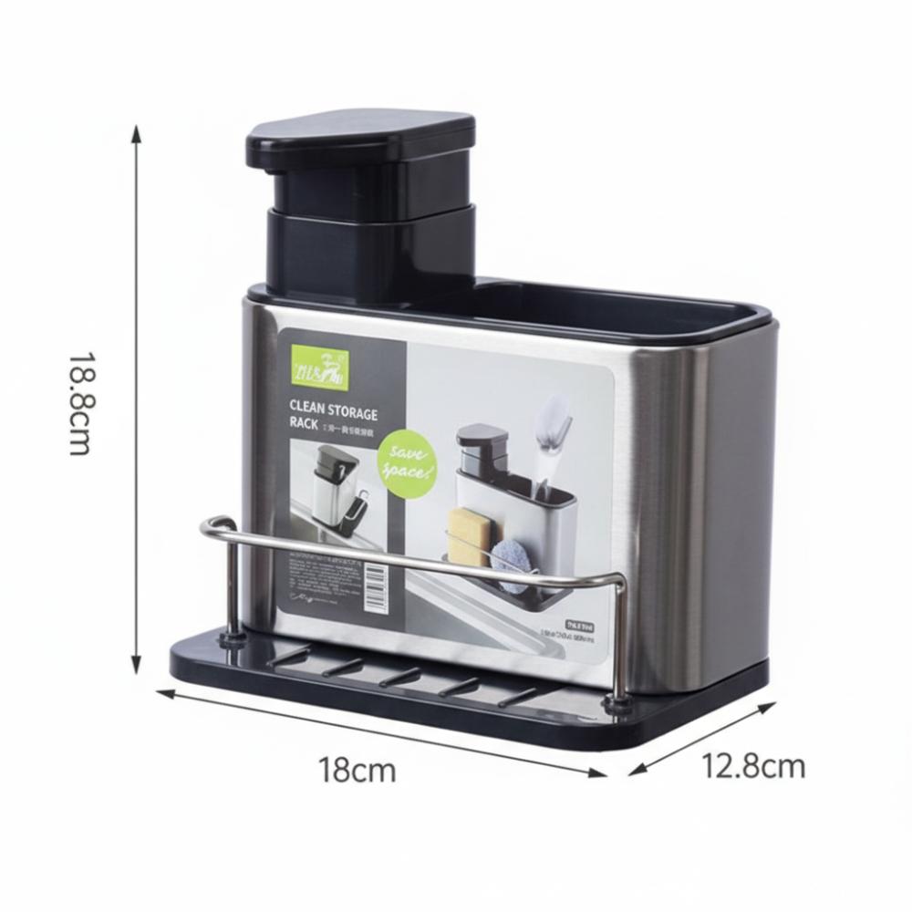 Large Capacity Kitchen Utensil Holder Stainless Steel Filterable Water Soap Liquid Storage Rack Removable Anti-rust