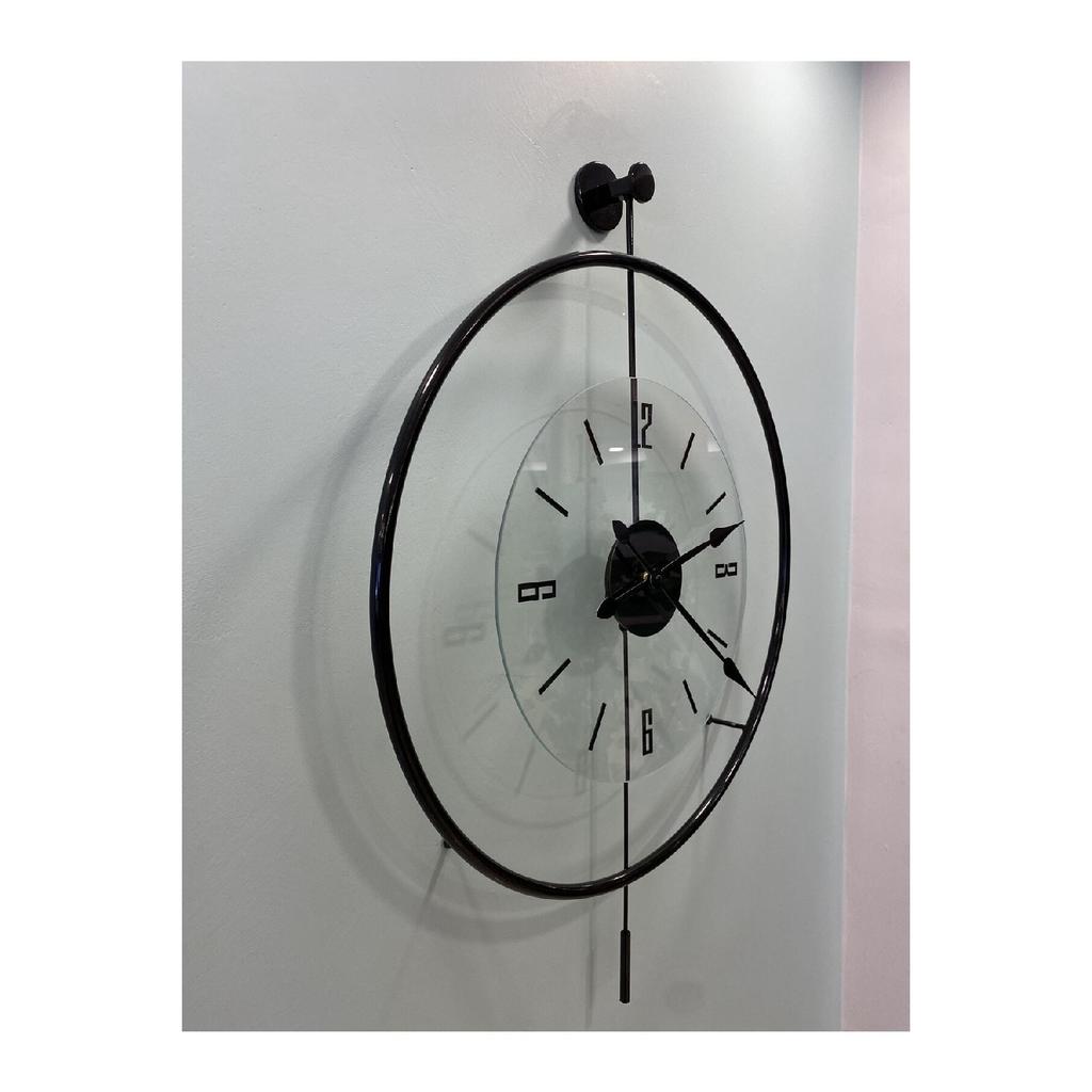 Mattgraue Luxry-Wanduhr aus transparentem Glas, zeitlos, 60 cm, Metall, dekoratives Glas, Luxus-Wanduhr