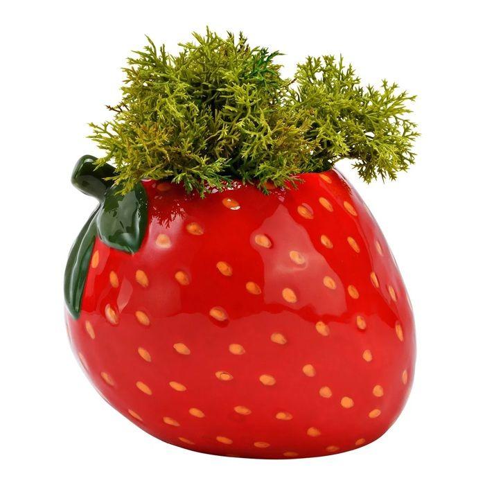 Pot de fleurs fraise en céramique 14 x 12 x 13 cm
