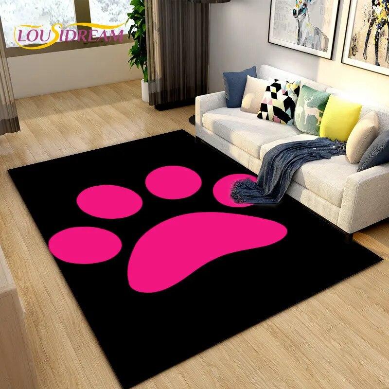 3D Pets Footprint Sole Series Area Rug Large,Carpet Rug for Living Room Bedroom Sofa Doormat Decoration,kids Non-slip Floor Mat