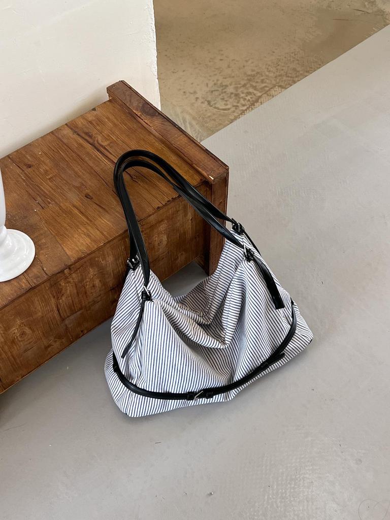 2026 Damen Große Gestreifte Canvas-Tragetasche - Lässige, Vielseitige Einzelschultertasche