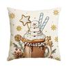 1/4Pcs Blue Christmas Pillowcase, Gingerbread Man Cotton Candy Hot Drink Cup Design Cushion Cover, Christmas Decoration