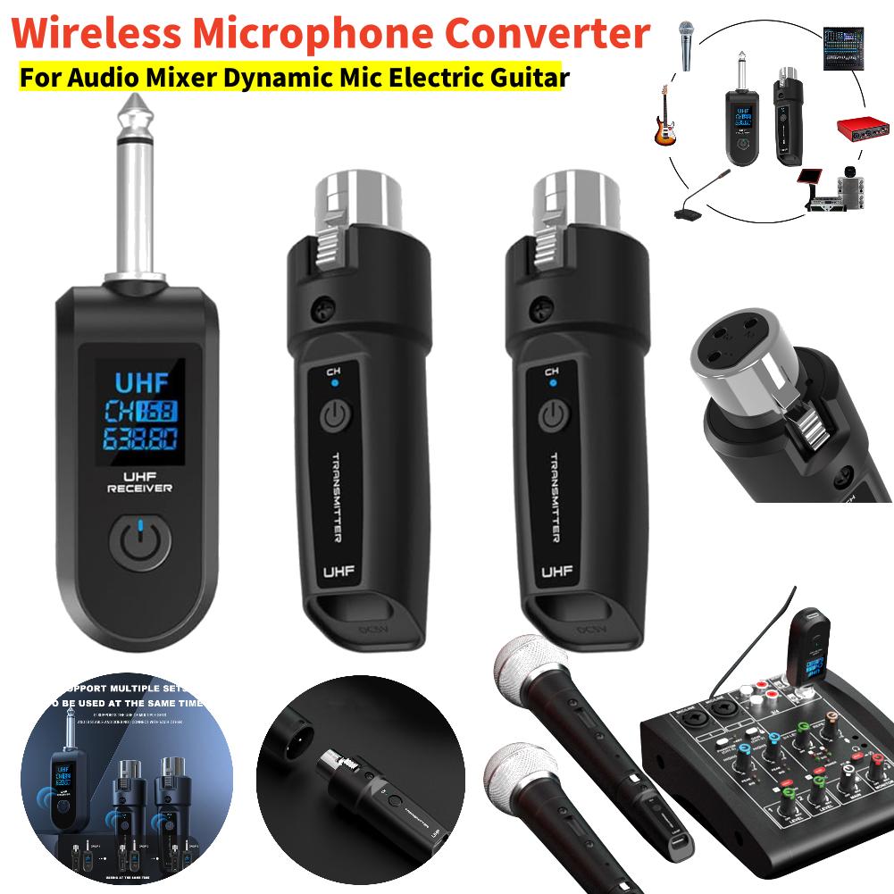 Wireless Microphone Converter XLR Transmitter and Receiver Wired To Wireless System for Audio Mixer Dynamic Mic Electric Guitar