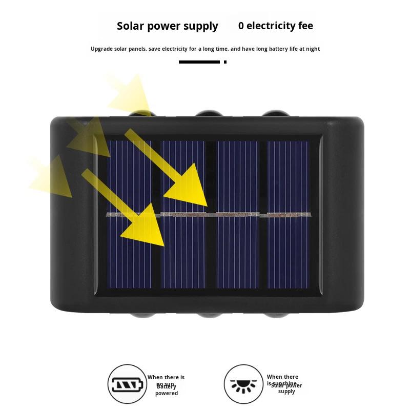 Solar Garden Wall Lamp Outdoor Decoration Arrangement Fence Washing New Style up Light Atmosphere