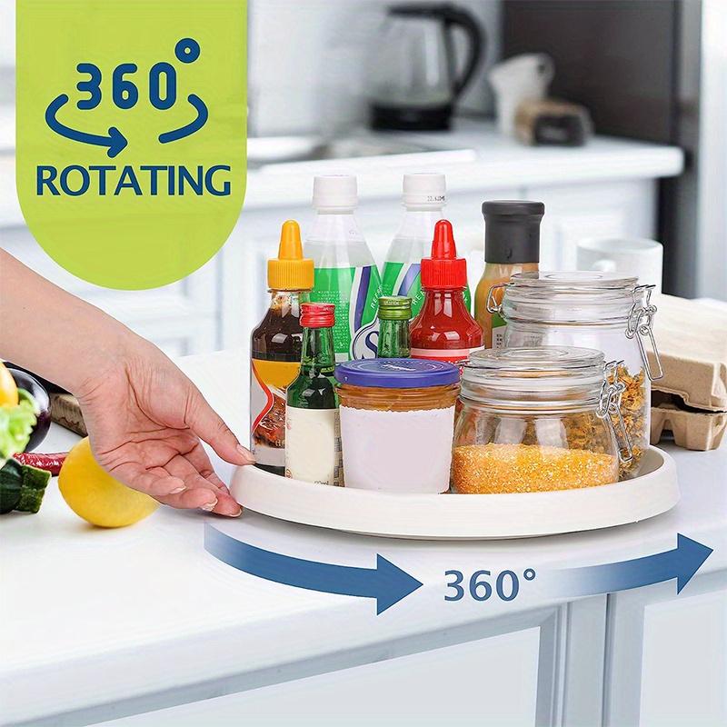 Kitchen Cabinet Fridge Storage Pantry Countertop Lazy Turntable Organizer - Space Saving Rotating Shelf for Home