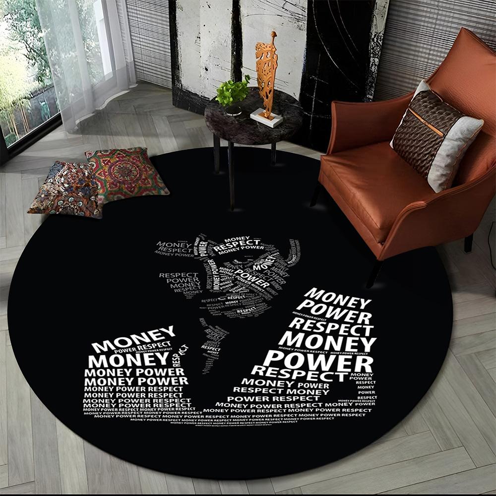 3D Tištěný Film Scarface Tony HD Kulatý Koberec pro Obývací Pokoj Ložnici Dětský Herní Koutek Dekorace, Koberec do Zvířecí Zóny Protiskluzová Podložka