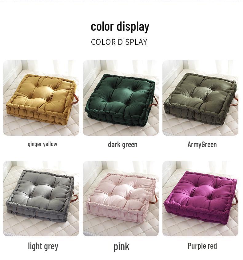 Comfortable Solid Color Dutch Velvet Bay Window Cushion - Thick, Dirt-Resistant, and Portable for Floor Sitting