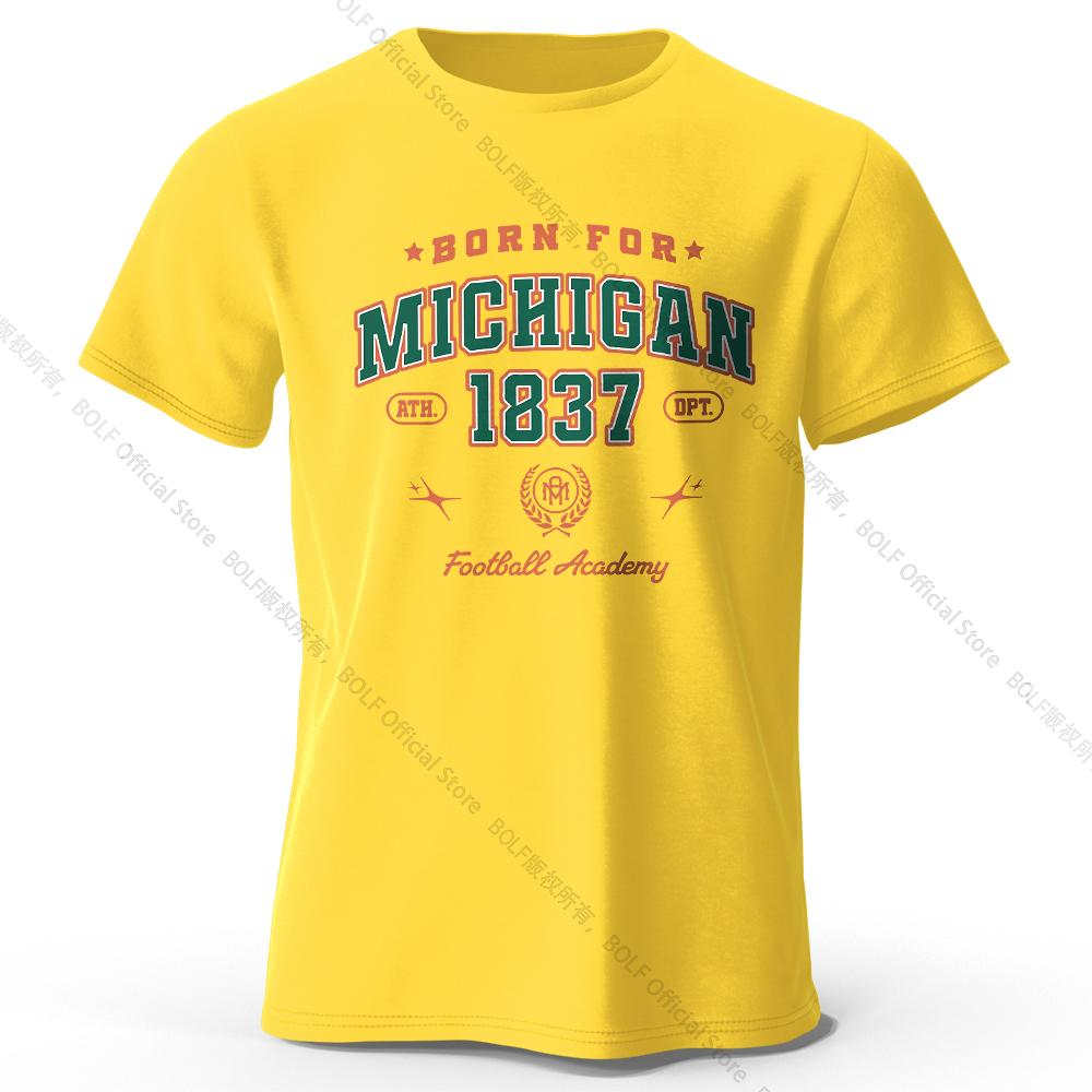 Men's Born for Michigan Printed T-Shirt 100% Cotton Oversized State Pride Graphic Tees for Women Summer Tops Streetwear