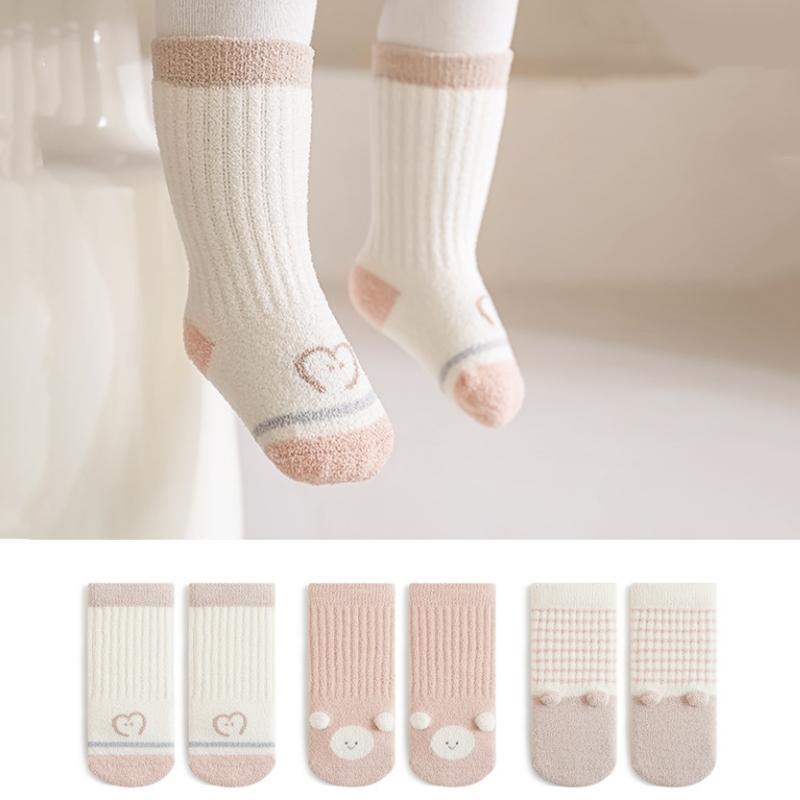 3pairs/set Winter Toddler Baby Socks For Girls Boys Thick Warm Soft Newborn Long Sock Fashion Cartoon Stockings