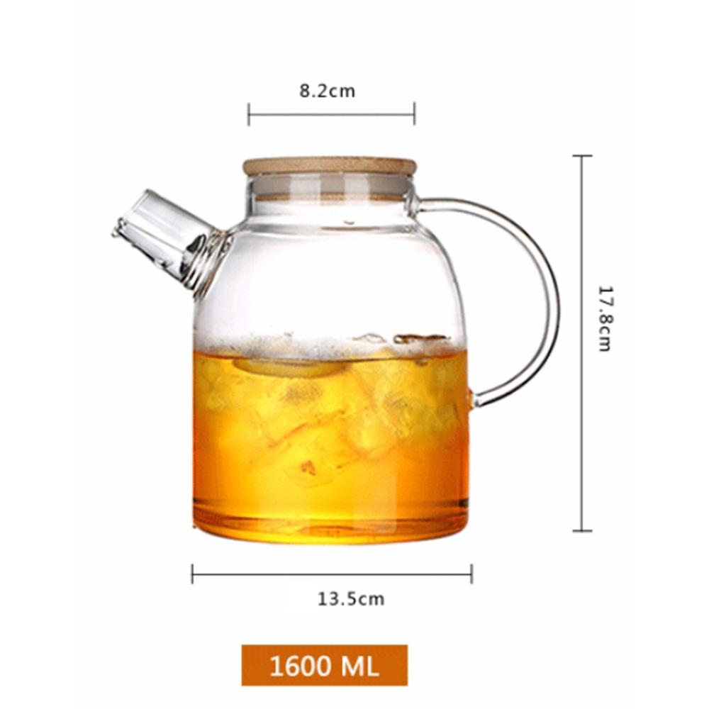 1.8L Heat-Resistant Transparent Borosilicate Glass Teapot Flower Tea Set Coffee Pots Kettle Glass Water Jug Office Home Tool
