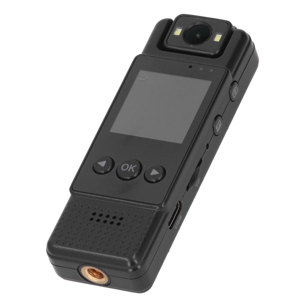Body Video Recorder Black 1080P Portable 180° Rotatable Lens 1.3 Inch LCD Screen Supports Back Clip