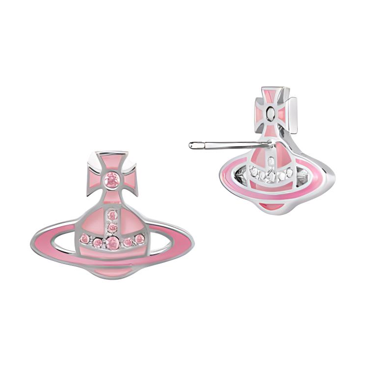 VIVIENNE WESTWOOD Concetta Saturn Shaped Brass Pink Glazed Earrings Women Earrings Silver 6201035U-02P524
