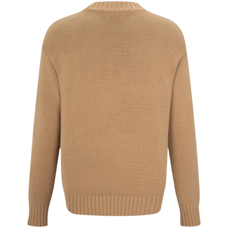 Calvin Klein Letter Jacquard Crew Neck Sweater Men sweater Khaki 40JM331-HMS