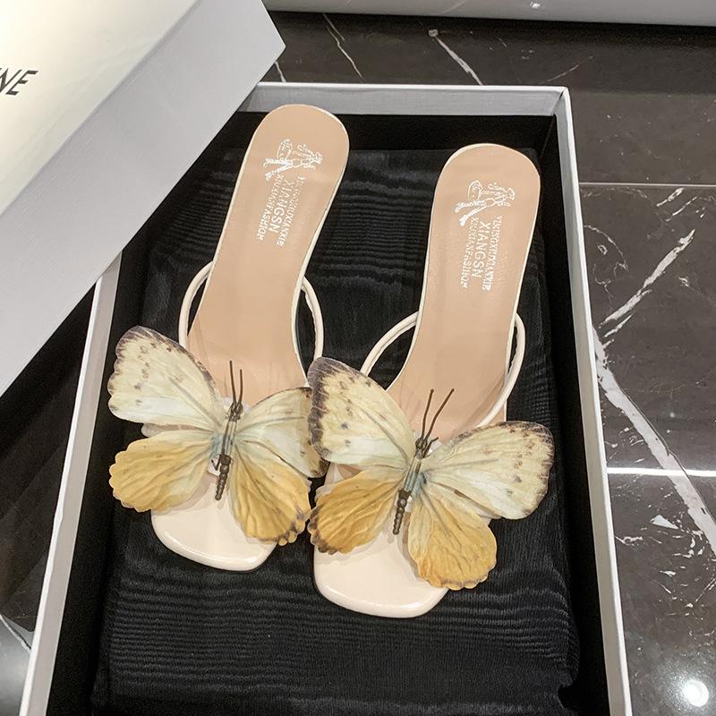 With High Heels Slippers Flower Sandals Summer Fairy Style New French Slippers Skirt Summer