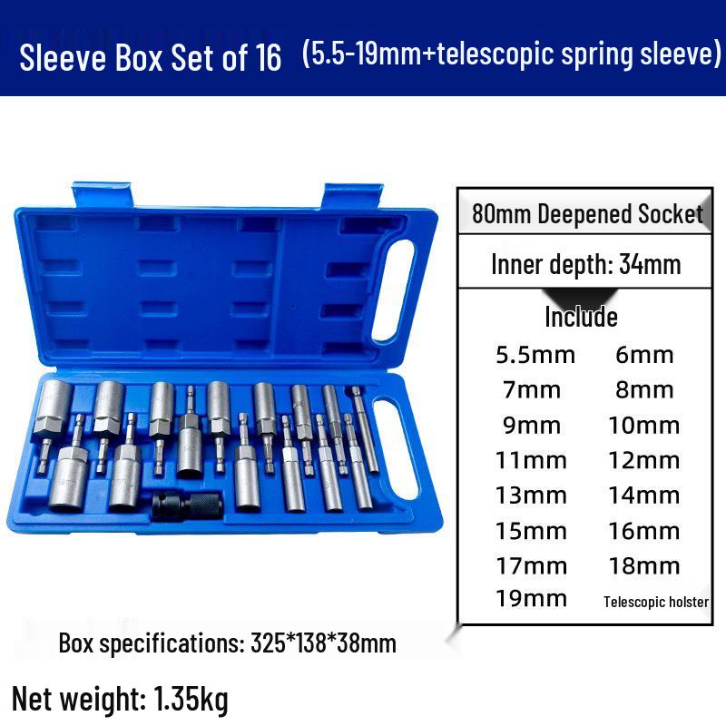 Deep Socket Extension Set for Electric Hex and Pneumatic Drills