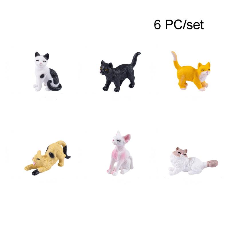 3/6Pcs Diy Micro Landscape Resin Cat Ornament Animal Miniature Fairy Garden Decoration Kitten Figurine Home Decor Accessories