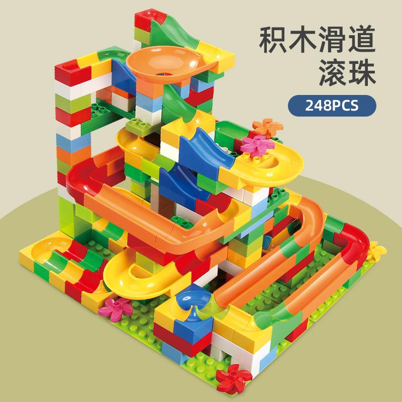 Large Particles Children Scene Building Block Fire Engineering Vehicle Slide Building Block Assembly Toys Boys And Girls Puzzle