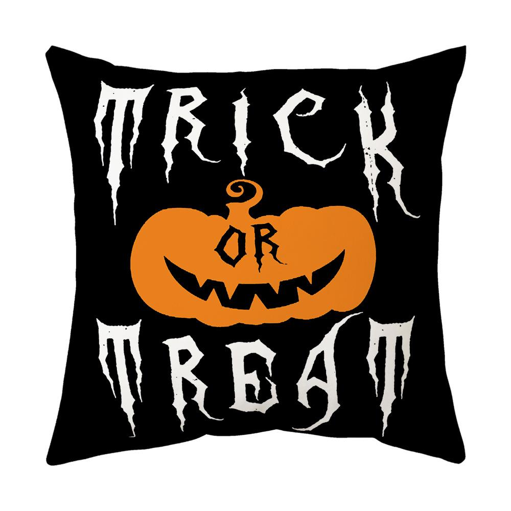 Halloween Pillow Case Orange and Black Horror Castle Spider Web Printed Cushion Cover Halloween Pillowcase Party Decorations