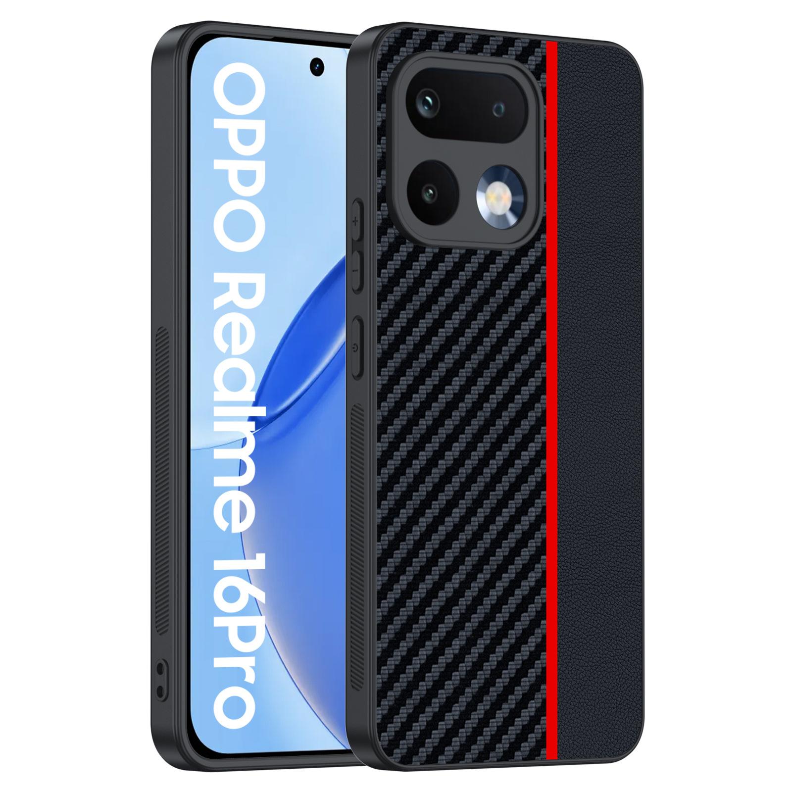 Applicable to OPPORealme16Pro mobile phone case fiber Kevlar pattern lamb leather 16Pro + protective case OPPORealme16Pro красный
