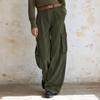 Women's High Waist Corduroy Cargo Pants with Pockets, Casual Versatile Long Trousers