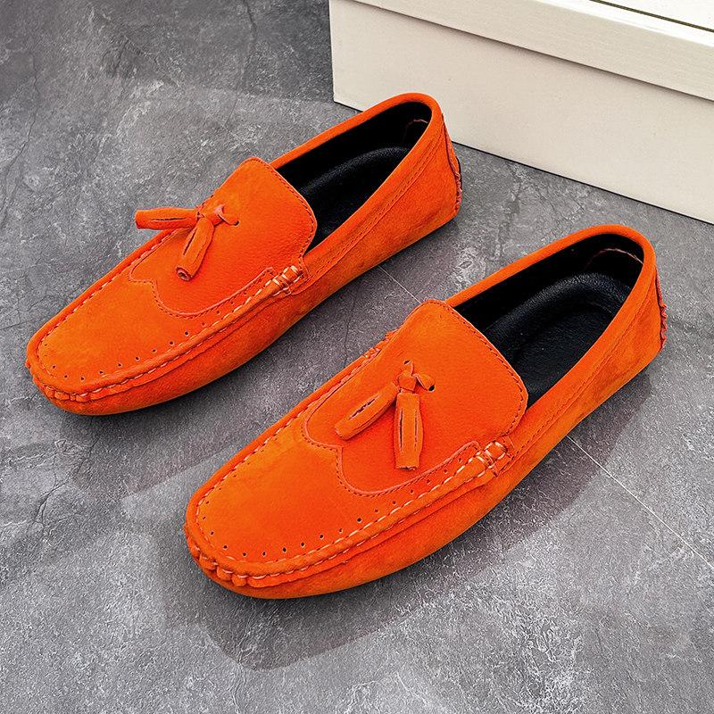 Big Size 38-48 Yellow Leather Men's Casual Shoes Soft Comfort Suede Loafers Man Fashion Slip-on Men Flat Shoes Mocasines Hombre