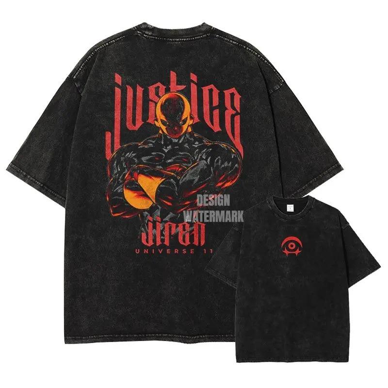 Camiseta Gráfica Lavada de Anime Dragon Ball Vegeta Oversize Vintage Manga Corta para Hombre Verano Tendencia Y2k Streetwear Top Casual