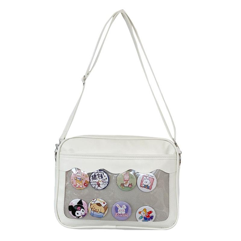 Japanese Harajuku Ita Bag for Women PU Transparent Pocket Itabag High School Girls Uniform JK Crossbody Shoulder Bag Handbags