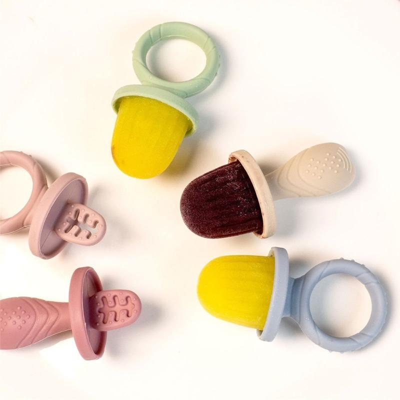 Tavă cu 6 Cavități pentru Cuburi de Gheață pentru Dentitie pentru Sugari și Mașină de Făcut Înghețată Matrițe din Silicon Lavabile în Mașina de Spălat Dinte pentru Bebeluși Instrument de Calmare