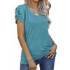 Spring and Summer New Solid Color Simple Twist V-neck Short-sleeved T-shirt Bottoming Shirt for Women