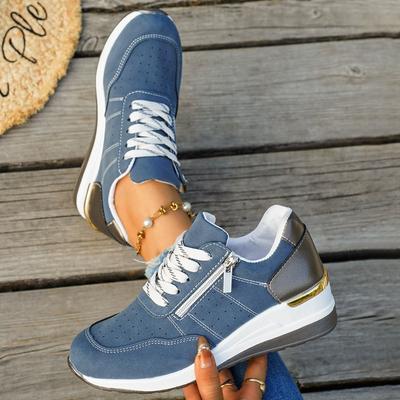 Zapatos nuevos con cordones para mujer, deportivos casuales de caña baja con suela gruesa de talla grande, individuales