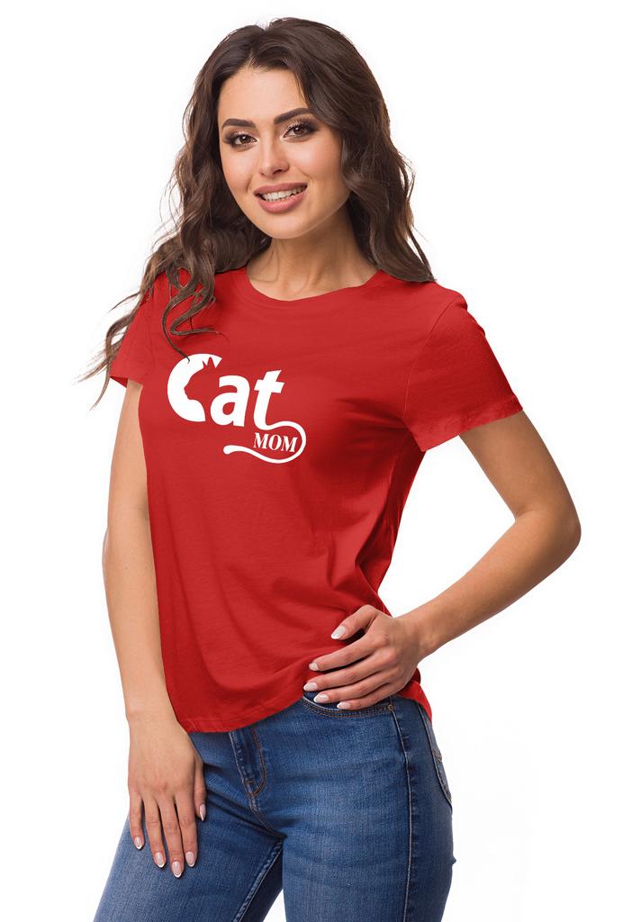 Inkmeso Crew Neck Cat Mom Graphic Tshirt Short Sleeve Women Cotton Tee