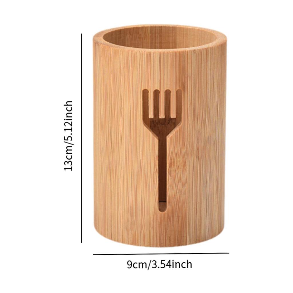 Drain Bamboo Silverware Organizer Utensil Holder Kitchen Countertop Chopstick Tube Hotel Restaurant Tableware Storage Bucket
