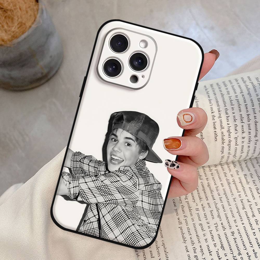 Funda de Teléfono de J-Justin B-Bieber Para IPhone 17,16,15,14,13,12,11 Plus,Pro,Max,XR,XS,X,7,8 Plus,Mini Silicona Negra Suave