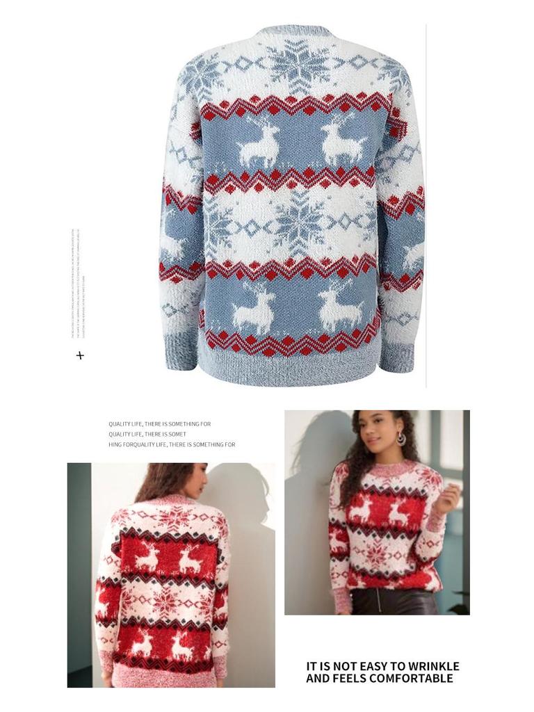 2024 Women's European and American Knitted Christmas Sweater Pullover