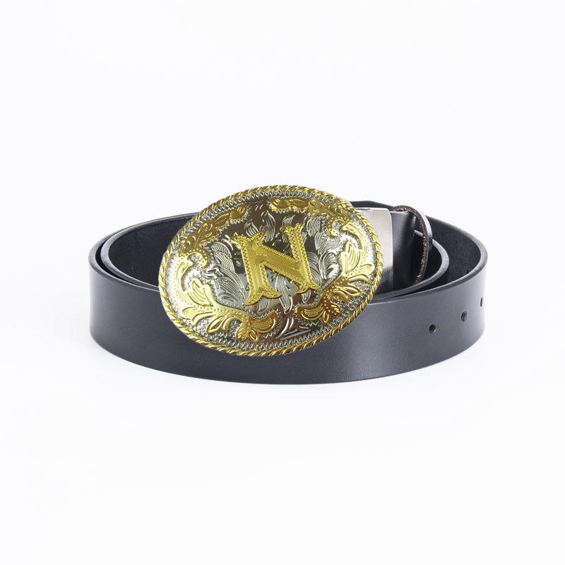 Whole Two-layer Cowhide Belt Male Punk Style Letter N Belt