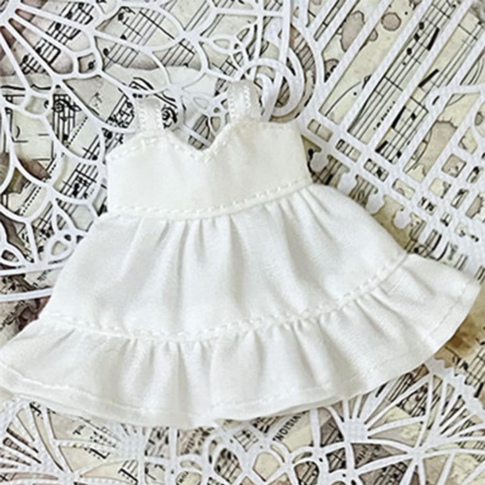 rakulifey Obitsu 11 Outfit, OB11 Size Dress, 11cm Obitsu Doll Dress, 5 Colors (White)