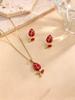 Versatile Cherry O-Shaped Chain Pendant & Earring Set - Niche Design Stainless Steel Clavicle Jewelry